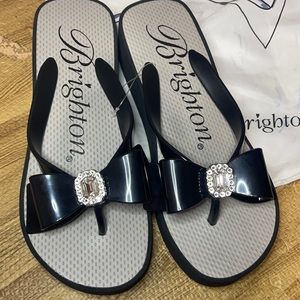 Brighton Rhinestone bow wedge flip flops- BNWT- Size 6